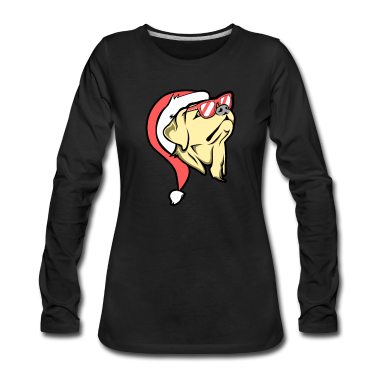 Hunde Langarmshirt - Christmas Dog Weihnachten Hund Xmas Mütze