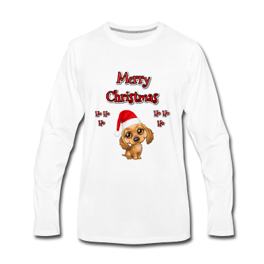 Hunde Langarmshirt - Cute Dog Merry Christmas Ho Ho Ho Weihnachten Hund