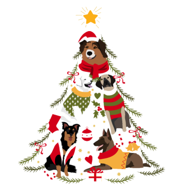 Motiv Weihnachtsbaum Hund Weihnachten Bescherung Hundebe