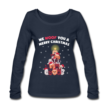 Hunde Langarmshirt - We Woof You A Merry Christmas - Weihnachten Hunde