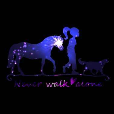 Motiv Never walk alone - mit Pferd und Hund