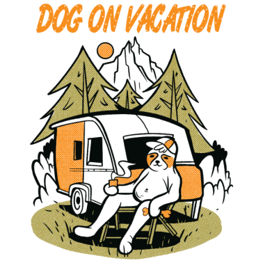 Motiv Relax Hund im Urlaub, Wohnwagen Hunde Camping FUN