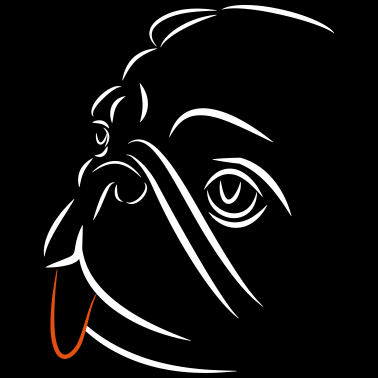 Motiv Mops Bulldogge süßer Hund Silhouette gezeichnet