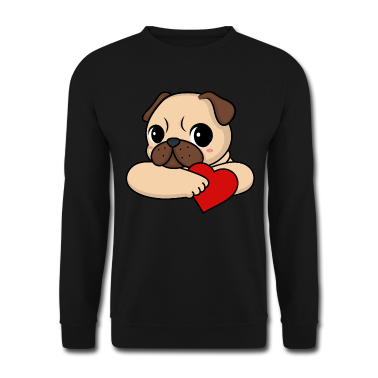 Hunde Pullover - Valentinstag Mops mit Herz