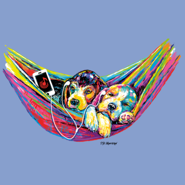 Motiv P.D. Moreno Welpe in Hängematte