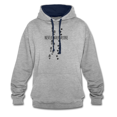 Hunde Hoodie - NEVER WALK ALONE Hunde Sprüche Fußabdruck Pfoten
