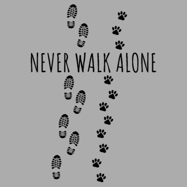 Motiv NEVER WALK ALONE Hunde Sprüche Fußabdruck Pfoten