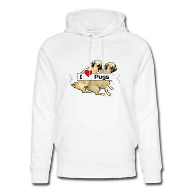 Hunde Hoodie - I love Pugs Mops Hund Haustier Tier Liebe Geschenk