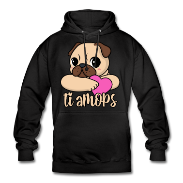 Hunde Hoodie - Valentinstag Mops Herz ti amops Liebe ti amo Paare