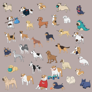 Motiv Hunde in Hülle und Fülle
