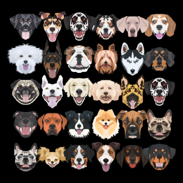 Motiv Illustration - Viele lachende und hübsche Hunde