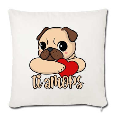 Hunde Kissenbezug - Valentinstag Mops Herz ti amops Liebe ti amo Paare