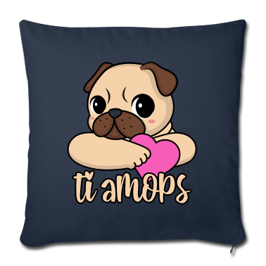 Hunde Kissenbezug - Valentinstag Mops Herz ti amops Liebe ti amo Paare