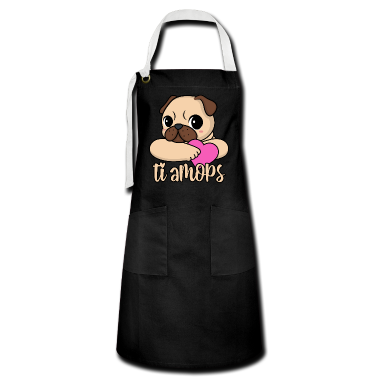 Hunde Schürze - Valentinstag Mops Herz ti amops Liebe ti amo Paare