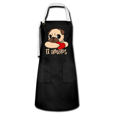 Hunde Schürze - Valentinstag Mops Herz ti amops Liebe ti amo Paare