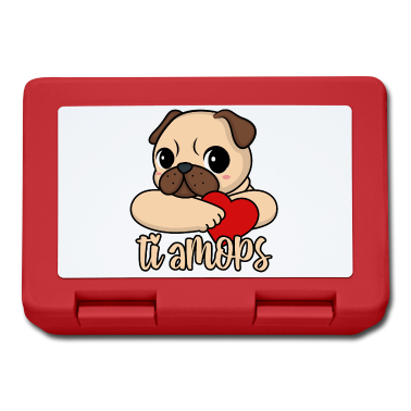 Hunde Brotdose - Valentinstag Mops Herz ti amops Liebe ti amo Paare