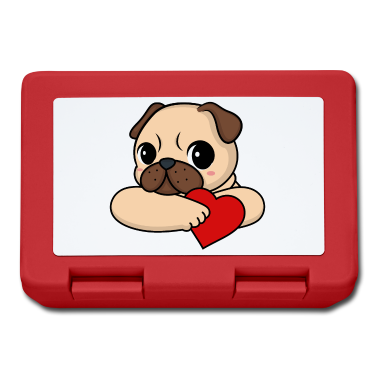 Hunde Brotdose - Valentinstag Mops mit Herz