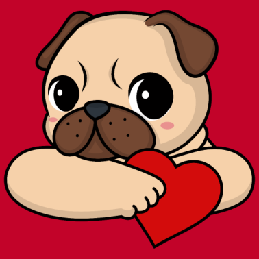 Motiv Valentinstag Mops mit Herz