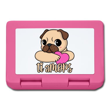 Hunde Brotdose - Valentinstag Mops Herz ti amops Liebe ti amo Paare