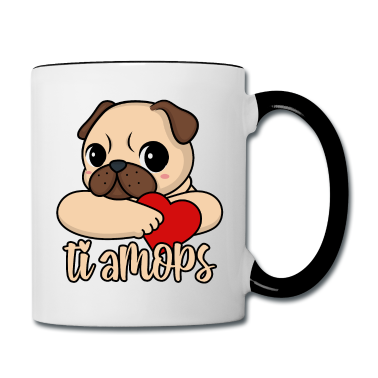 Hunde Tasse - Valentinstag Mops Herz ti amops Liebe ti amo Paare