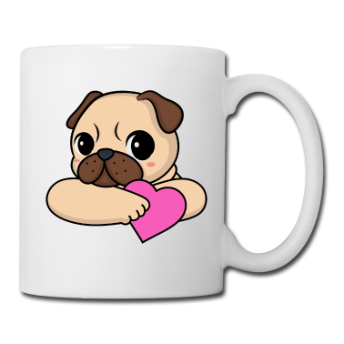 Hunde Tasse - Valentinstag Mops
