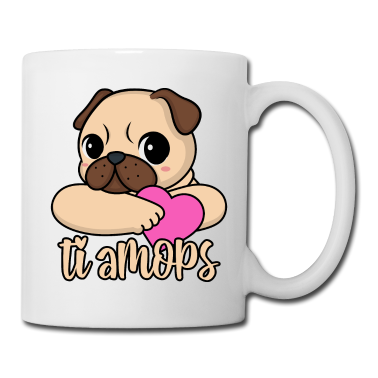 Hunde Tasse - Valentinstag Mops Herz ti amops Liebe ti amo Paare