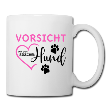 Hunde Tasse - Hunde Spruch Vorsicht vor dem bisschen Hund pink