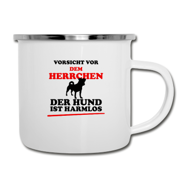 Hunde Emaille Tasse - Vorsicht vor dem Hund Dog Geschenk Welpe Herrchen