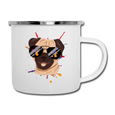 Hunde Emaille Tasse - Hund Hund Hund Hund