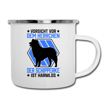 Hunde Emaille Tasse - Schipperke Herrchen belgischer Schäferhund