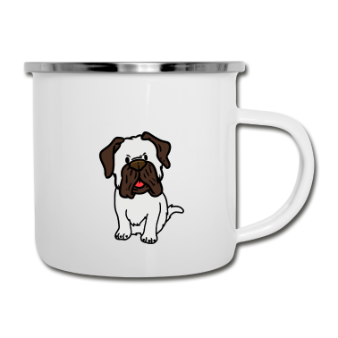 Hunde Emaille Tasse - Mops Hund Hunde