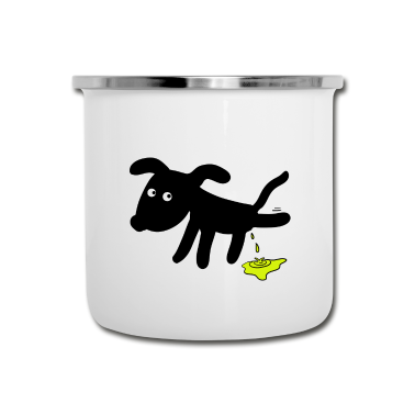Hunde Emaille Tasse - Hund pinkelt Hunde