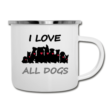 Hunde Emaille Tasse - Ich liebe alle Hunde, Hund