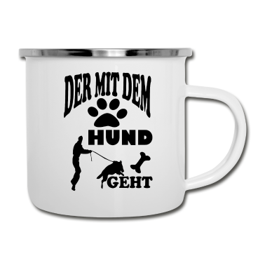 Hunde Emaille Tasse - Der mit dem Hund