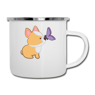 Hunde Emaille Tasse - Hund - Hunde - Hunde T-Shirt - Schmetterling