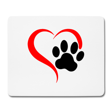 Hunde Mousepad - Pfote Herz Hund