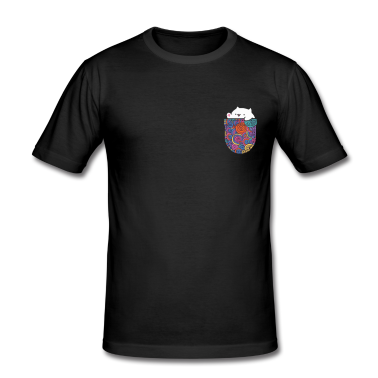 Katzen T-Shirt - Bongo Katze in Brusttasche Niedliche Katze Tasche