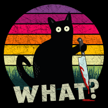 Motiv Katze What? mit Messer Halloween Geschenk