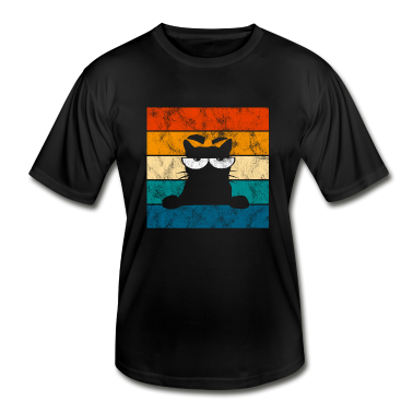 Katzen T-Shirt - Katzenaugen Retro Katzen Katze Kätzchen Miau Kater