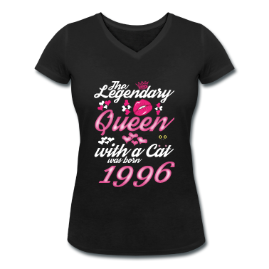 Katzen T-Shirt - Legendäre Königin 1996 Geboren Frauen Mit Katze