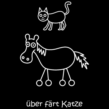 Motiv überfährt Katze, über färt Katze, Pferd auf Rädern