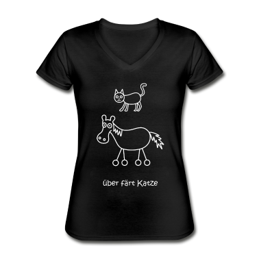Katzen T-Shirt - überfährt Katze, über färt Katze, Pferd auf Rädern