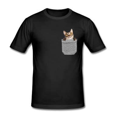 Katzen T-Shirt - Kätzchen in der Brusttasche