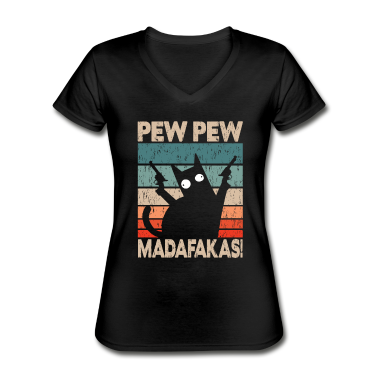 Katzen T-Shirt - Katze Pew Pew Madafakas Vintage funny Cat