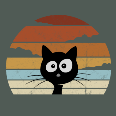 Motiv Funky Retro Style Sunset Lustige Schwarze Katze