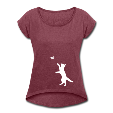 Katzen T-Shirt - Süße Katze Schmetterling Silhouette Art