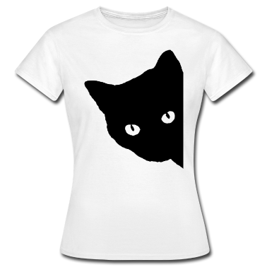 Katzen T-Shirt - Katzen Silhouette Katzenaugen Starren Geschenk