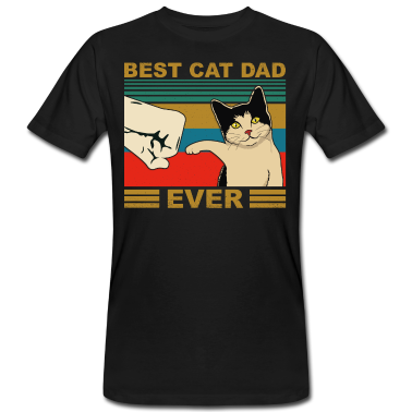 Katzen T-Shirt - Katze Cat Dad Retro Faust