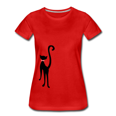 Katzen T-Shirt - retro cat silhouette by Patjila