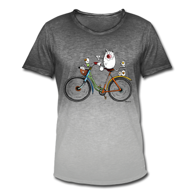 Katzen T-Shirt - Katze auf Fahrrad